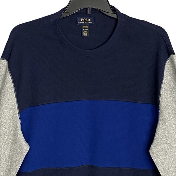 Polo Ralph Lauren Sleep Shirt Men's XL Knit Blue & Gray Colorblock Long Sl NWOT - Picture 3 of 13